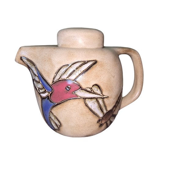 MAYA Stoneware Collection Hummingbird Decorative Tea Pot Mexican Pottery SIGNED - Picture 1 of 8